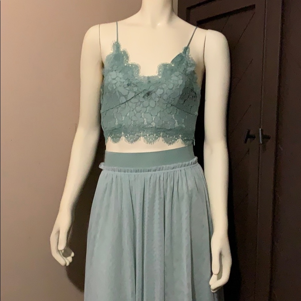 H&M Mint Tulle Skirt and Lace Top Set XS / 4 NWT